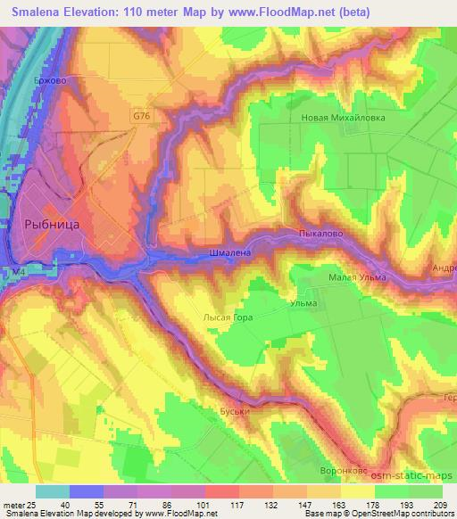 Smalena,Moldova Elevation Map