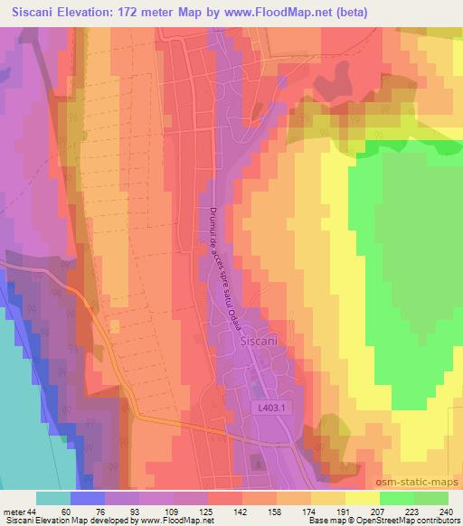 Siscani,Moldova Elevation Map