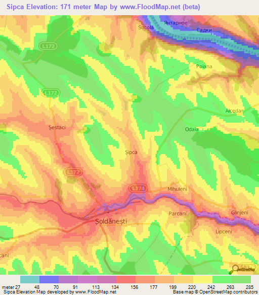 Sipca,Moldova Elevation Map