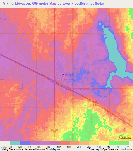 Viking,Canada Elevation Map