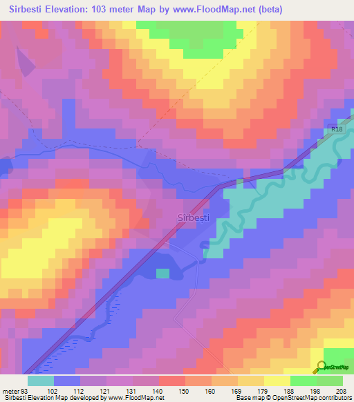 Sirbesti,Moldova Elevation Map