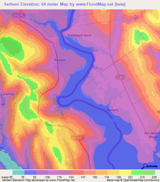 Serbeni,Moldova Elevation Map