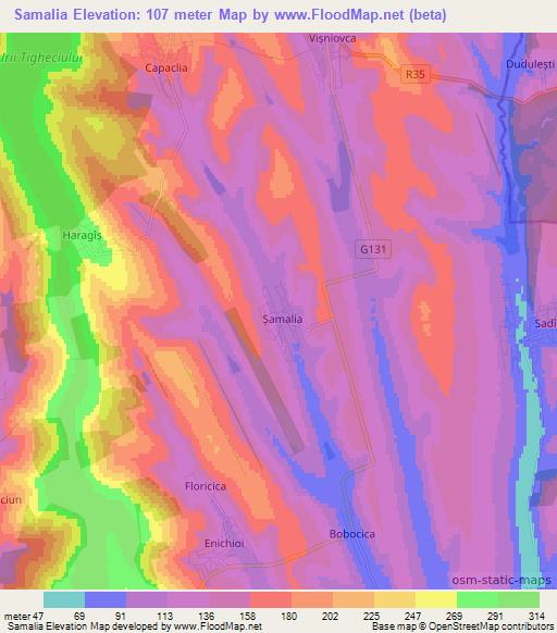 Samalia,Moldova Elevation Map