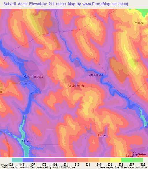 Salvirii Vechi,Moldova Elevation Map