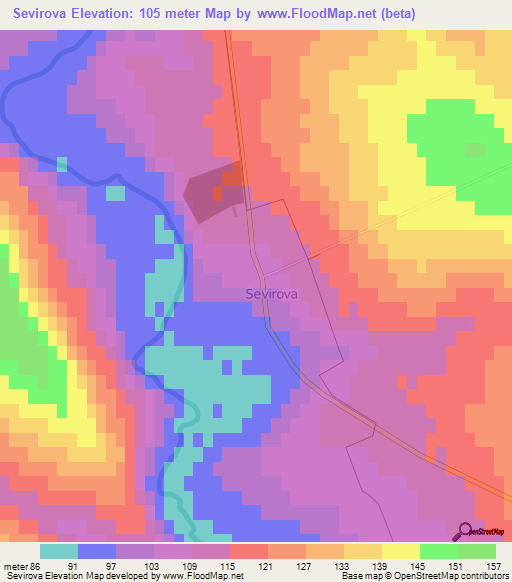 Sevirova,Moldova Elevation Map