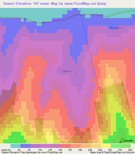 Saseni,Moldova Elevation Map