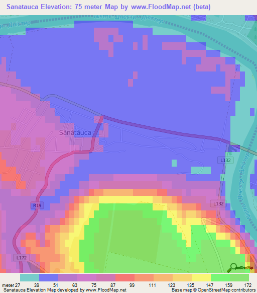 Sanatauca,Moldova Elevation Map