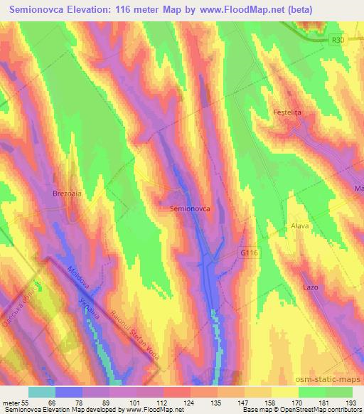 Semionovca,Moldova Elevation Map