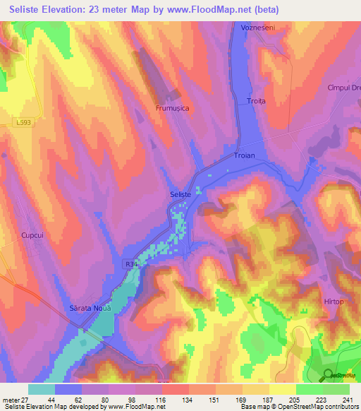 Seliste,Moldova Elevation Map