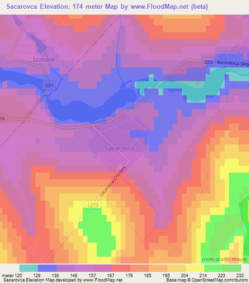 Sacarovca,Moldova Elevation Map