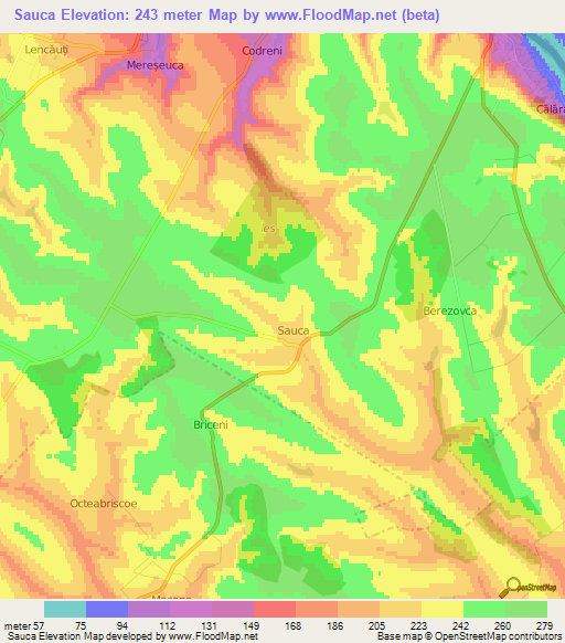 Sauca,Moldova Elevation Map