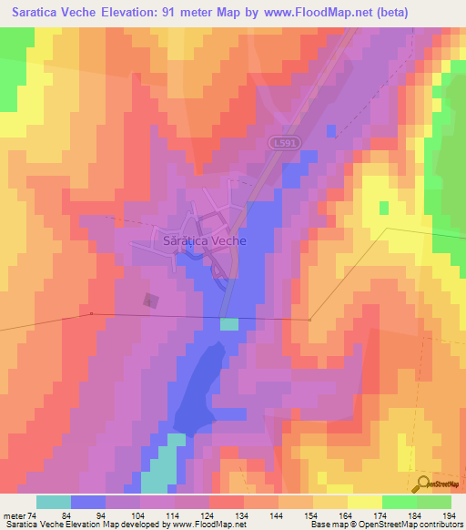 Saratica Veche,Moldova Elevation Map