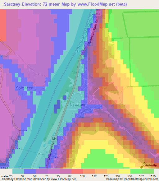 Saratsey,Moldova Elevation Map