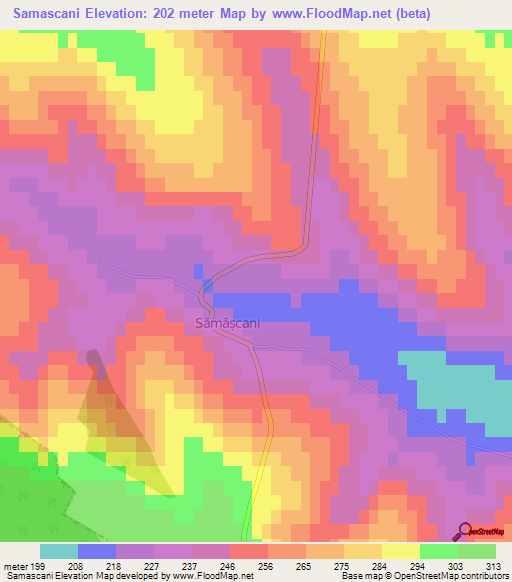 Samascani,Moldova Elevation Map