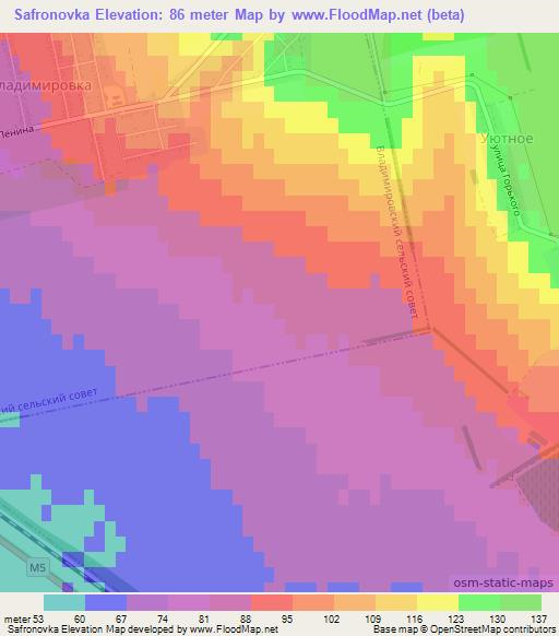 Safronovka,Moldova Elevation Map