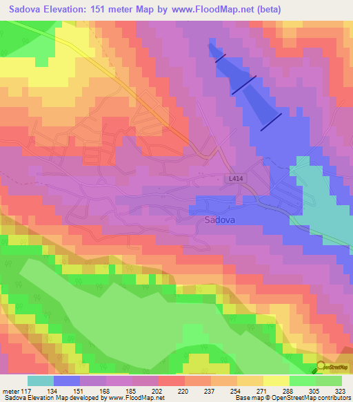 Sadova,Moldova Elevation Map