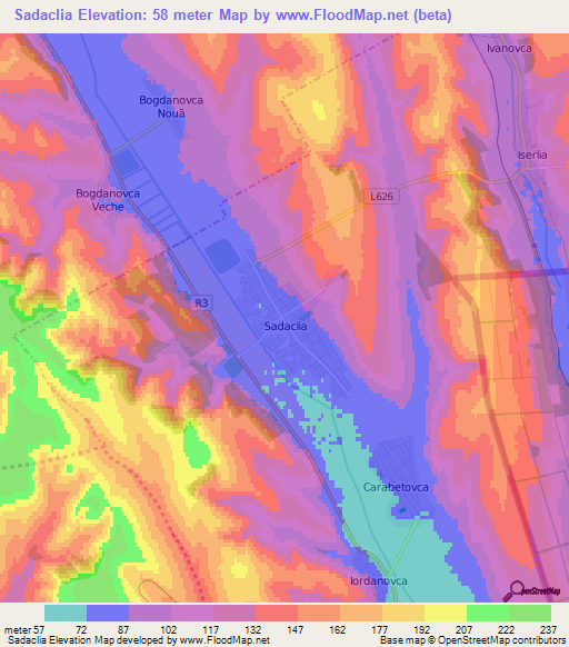 Sadaclia,Moldova Elevation Map