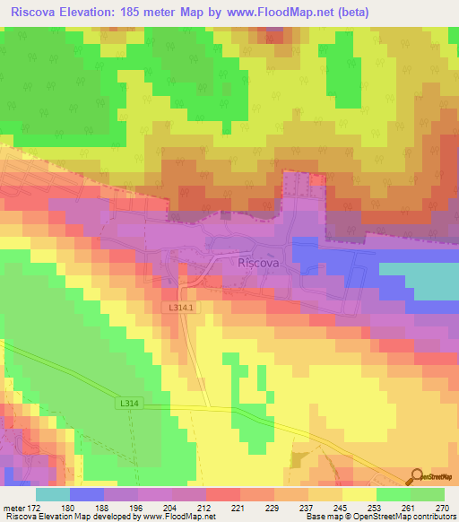 Riscova,Moldova Elevation Map