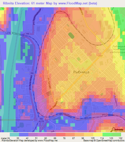 Ribnita,Moldova Elevation Map