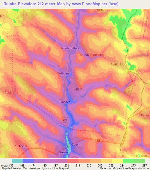 Rujnita,Moldova Elevation Map