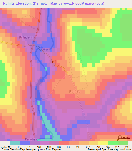 Rujnita,Moldova Elevation Map