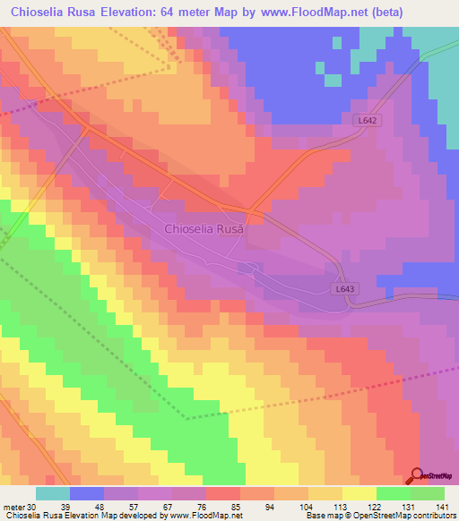 Chioselia Rusa,Moldova Elevation Map