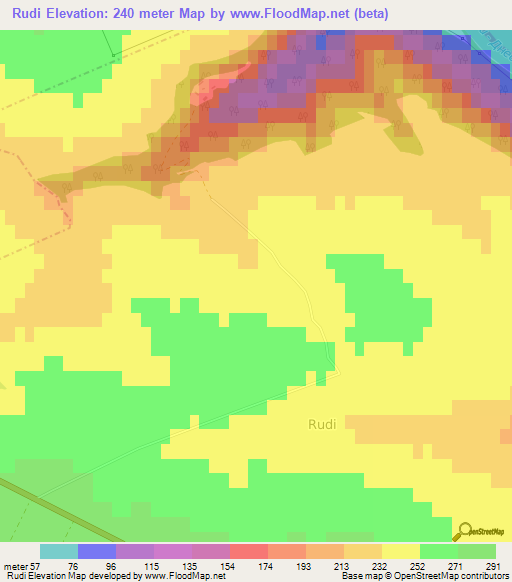 Rudi,Moldova Elevation Map