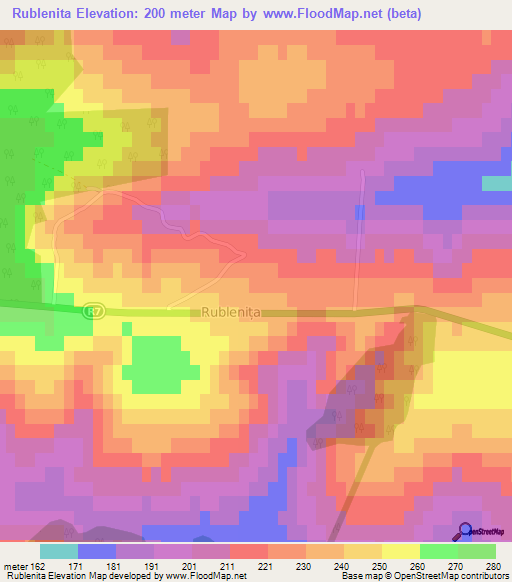 Rublenita,Moldova Elevation Map