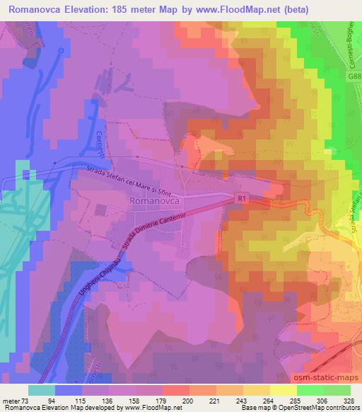 Romanovca,Moldova Elevation Map