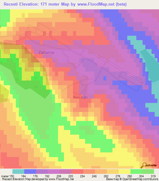 Recesti,Moldova Elevation Map