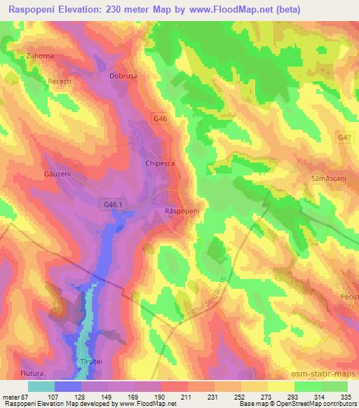 Raspopeni,Moldova Elevation Map