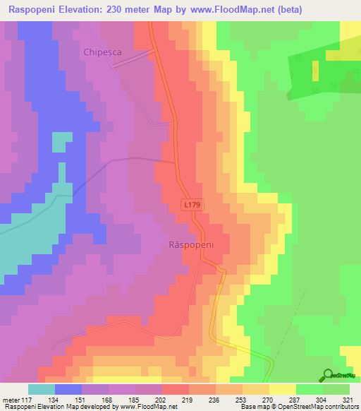 Raspopeni,Moldova Elevation Map