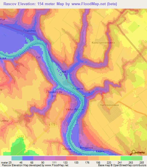 Rascov,Moldova Elevation Map