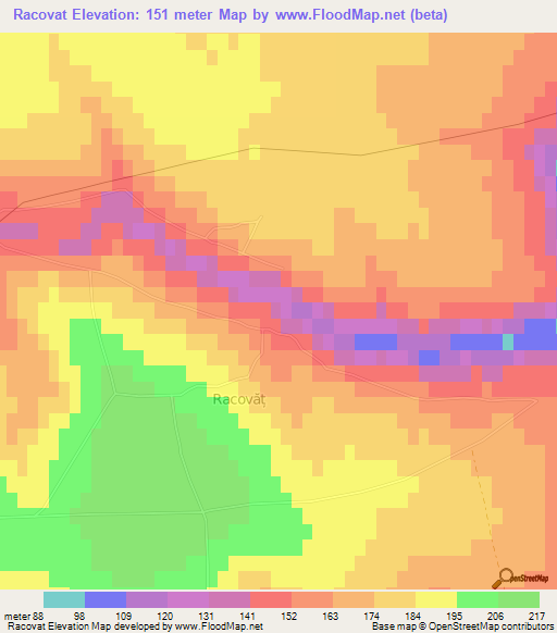 Racovat,Moldova Elevation Map