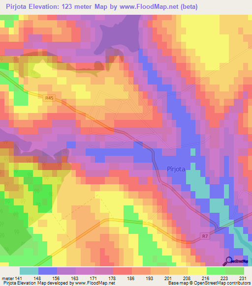 Pirjota,Moldova Elevation Map