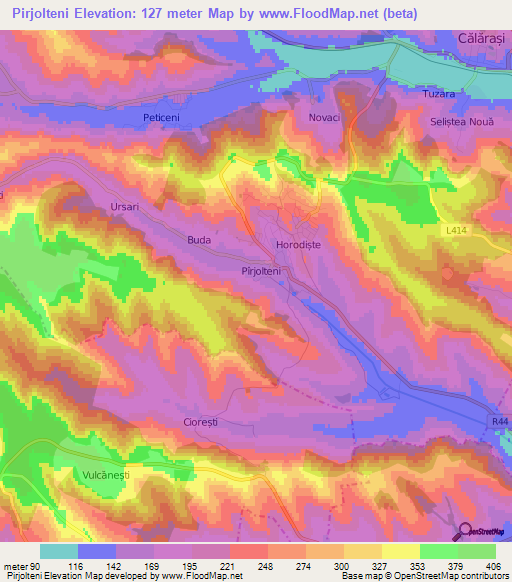 Pirjolteni,Moldova Elevation Map