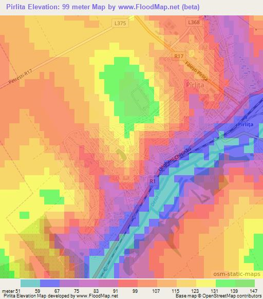 Pirlita,Moldova Elevation Map