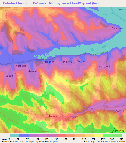 Putintei,Moldova Elevation Map