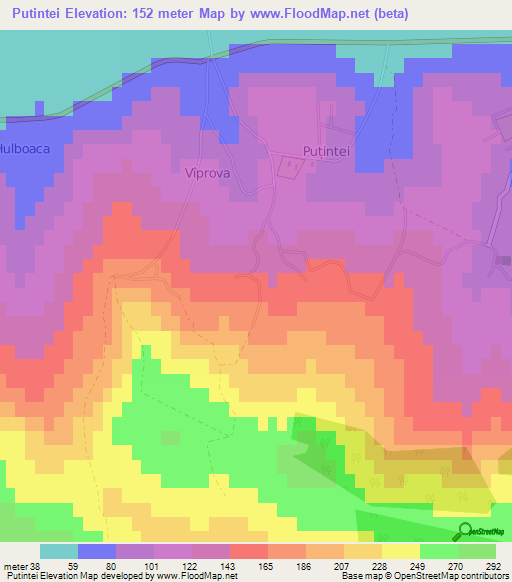 Putintei,Moldova Elevation Map