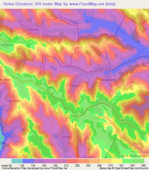 Dolna,Moldova Elevation Map