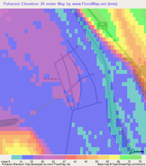 Puhaceni,Moldova Elevation Map