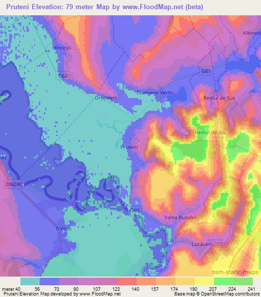 Pruteni,Moldova Elevation Map