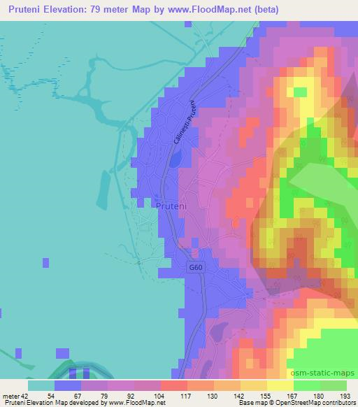 Pruteni,Moldova Elevation Map