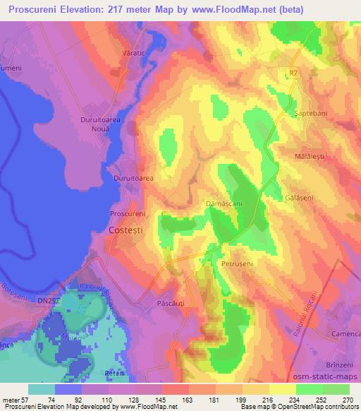 Proscureni,Moldova Elevation Map