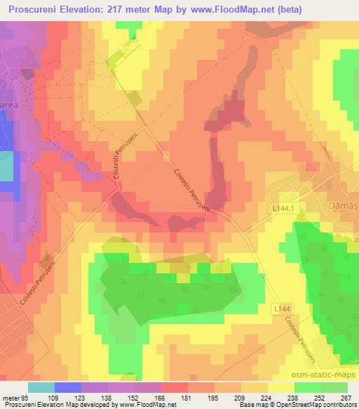 Proscureni,Moldova Elevation Map