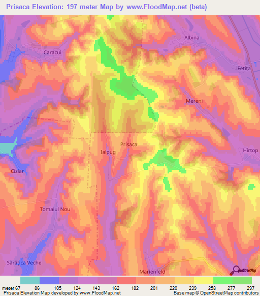 Prisaca,Moldova Elevation Map