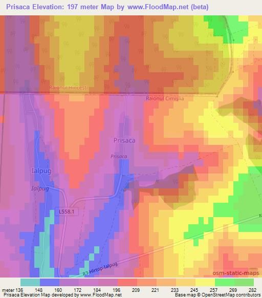 Prisaca,Moldova Elevation Map