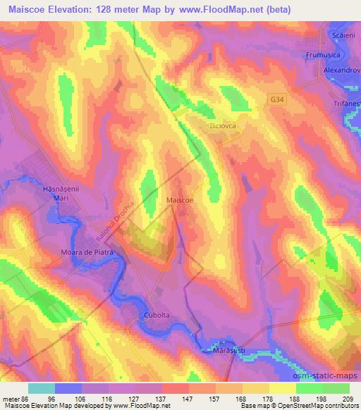 Maiscoe,Moldova Elevation Map