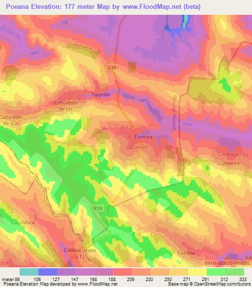 Poeana,Moldova Elevation Map