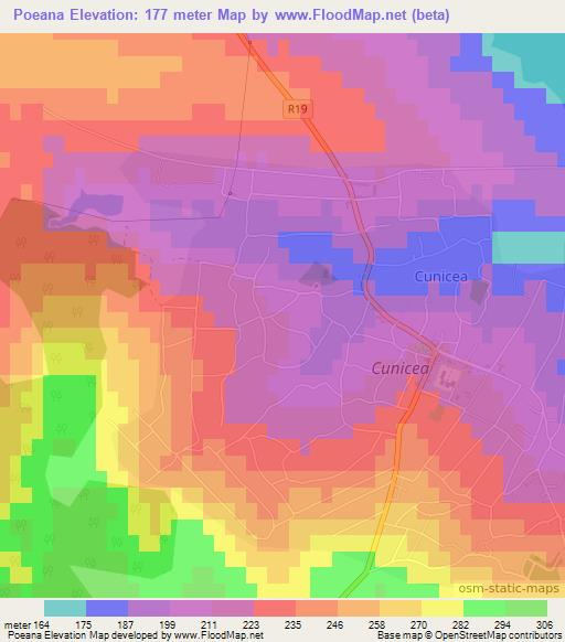 Poeana,Moldova Elevation Map